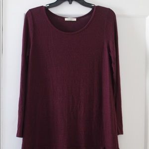 Maroon shift ruffle dress